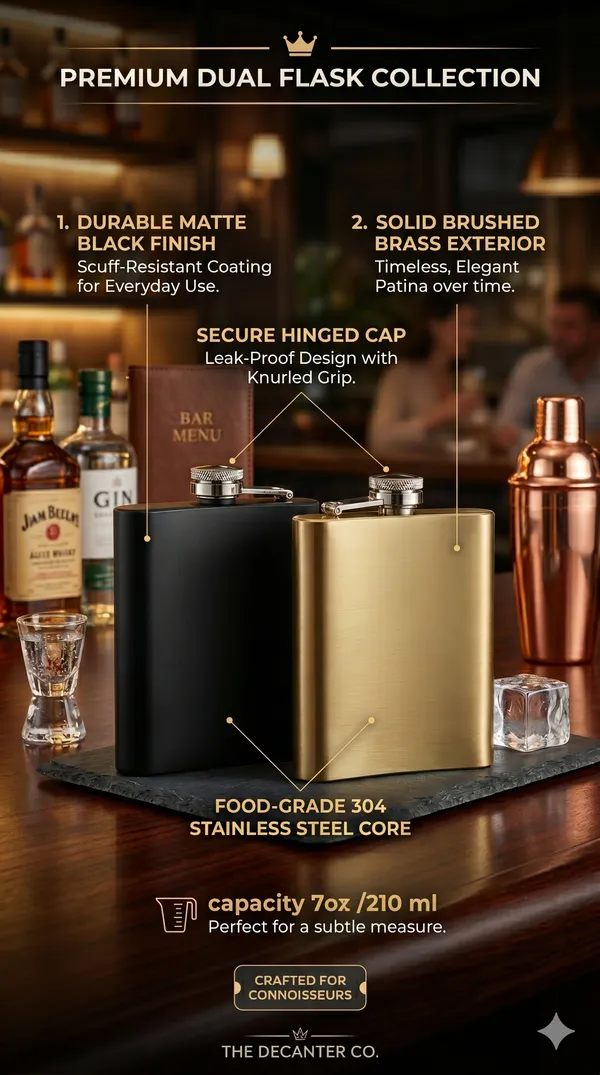 The_Sovereign_210_|_Matte_Onyx_&_Brushed_Gold_Hip_Flask