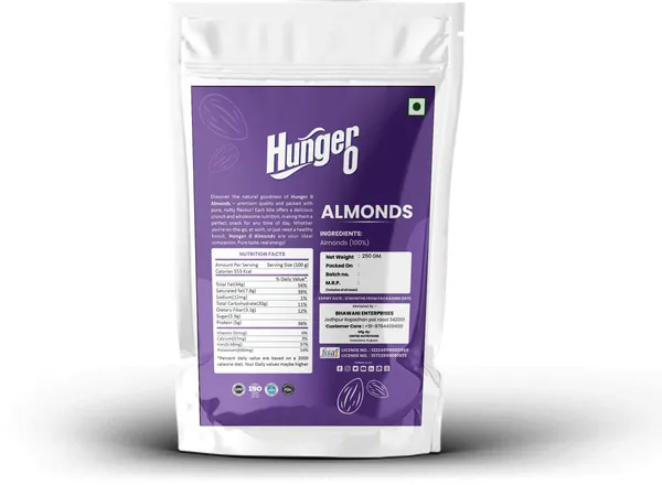 Hunger0_Premium_Quality_California_Almonds_250G_|_100%_Natural_Almonds_(1_X_250_G)