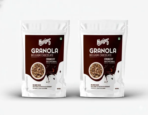 Hunger0_Granola_Belgium_Chocolate_Crunchy_-_Wholesome_Granola_(Set_Of_2)_Pouch_(2_X_400_G)