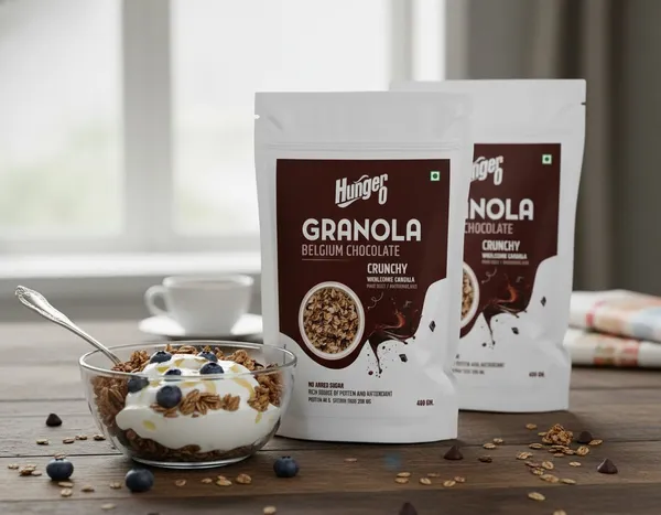 Hunger0_Granola_Belgium_Chocolate_Crunchy_-_Wholesome_Granola_(Set_Of_2)_Pouch_(2_X_400_G)