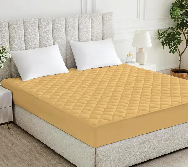360_Degree_Cotton_And_Lycra_Waterproof_Quilted_Beige_Mattress_Protector