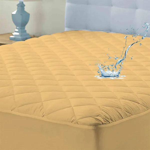 360_Degree_Cotton_And_Lycra_Waterproof_Quilted_Beige_Mattress_Protector