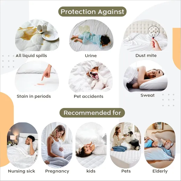 360_Degree_Cotton_And_Lycra_Waterproof_Quilted_Beige_Mattress_Protector