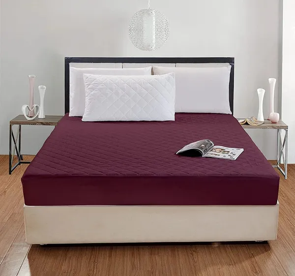 360_Degree_Cotton_And_Lycra_Waterproof_Quilted_Beige_Mattress_Protector