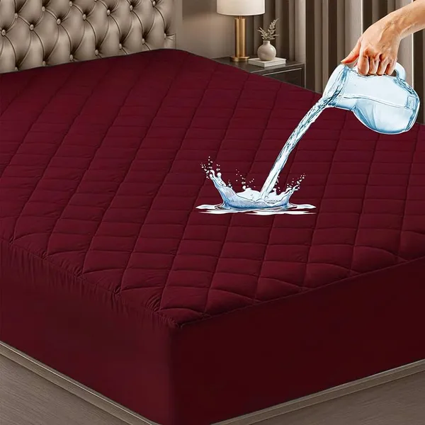360_Degree_Cotton_And_Lycra_Waterproof_Quilted_Beige_Mattress_Protector