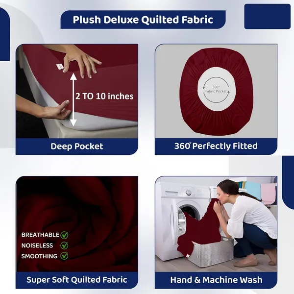 360_Degree_Cotton_And_Lycra_Waterproof_Quilted_Beige_Mattress_Protector