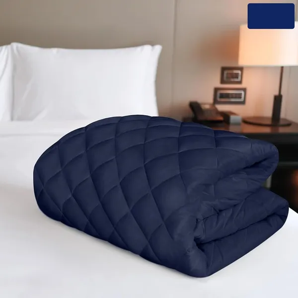 360_Degree_Cotton_And_Lycra_Waterproof_Quilted_Navy_Blue_Mattress_Protector