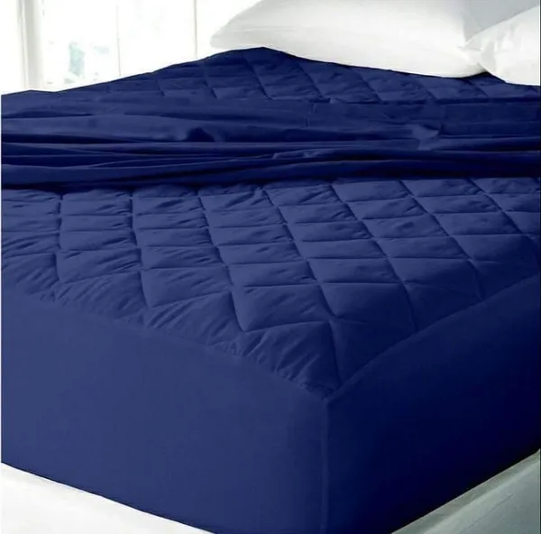 360_Degree_Cotton_And_Lycra_Waterproof_Quilted_Navy_Blue_Mattress_Protector