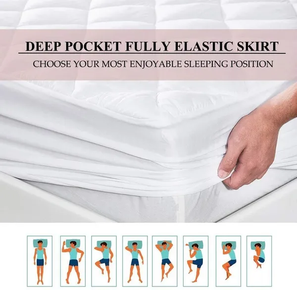 360_Degree_Cotton_And_Lycra_Waterproof_Quilted_Beige_Mattress_Protector