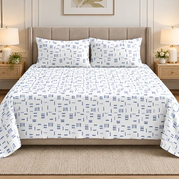 Azure_Dash_Glace_Cotton_108"_x_108"_King_Size_Geometric_Printed_Bedsheet_Set