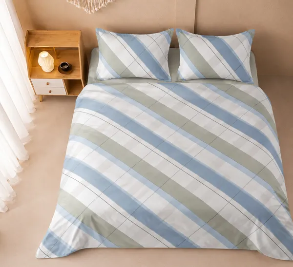 Azure_Stripes_Glace_Cotton_108"x108"_Bedsheet_Set