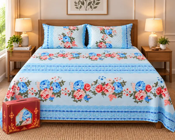 Blue_Serenade_Glace_Cotton_Bedsheet_Set_with_Quilted_Pillows_With_Gift_Box_Packing