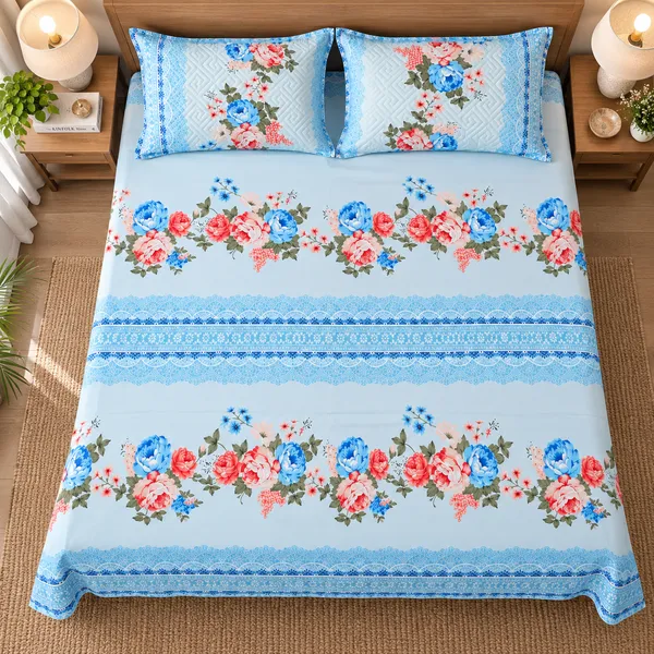 Blue_Serenade_Glace_Cotton_Bedsheet_Set_with_Quilted_Pillows