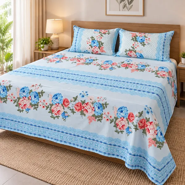 Blue_Serenade_Glace_Cotton_Bedsheet_Set_with_Quilted_Pillows