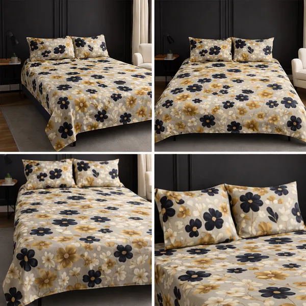 Golden_Noir_Blossom_Glace_Cotton_Bedsheet_Set