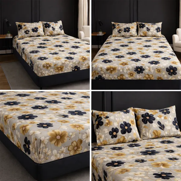 Golden_Noir_Blossom_Glace_Cotton_Bedsheet_Set