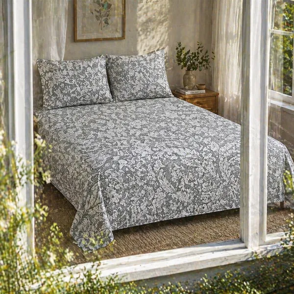 Imperial_Grey_Garden_Glace_Cotton_Bedsheet_Set