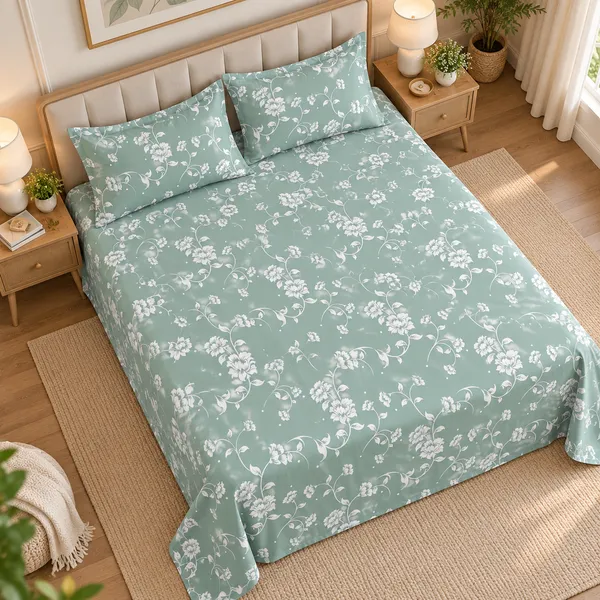 Mint_Meadow_Glace_Cotton_108"x108"_Bedsheet_Set