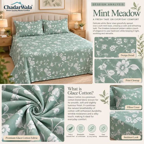 Mint_Meadow_Glace_Cotton_108"x108"_Bedsheet_Set