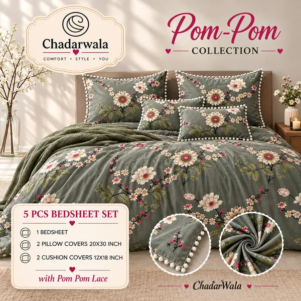 Pom-Pom_Flora_5Pc_Bedsheet_Set_-_Olive_Blossom_(Bag_Packing)