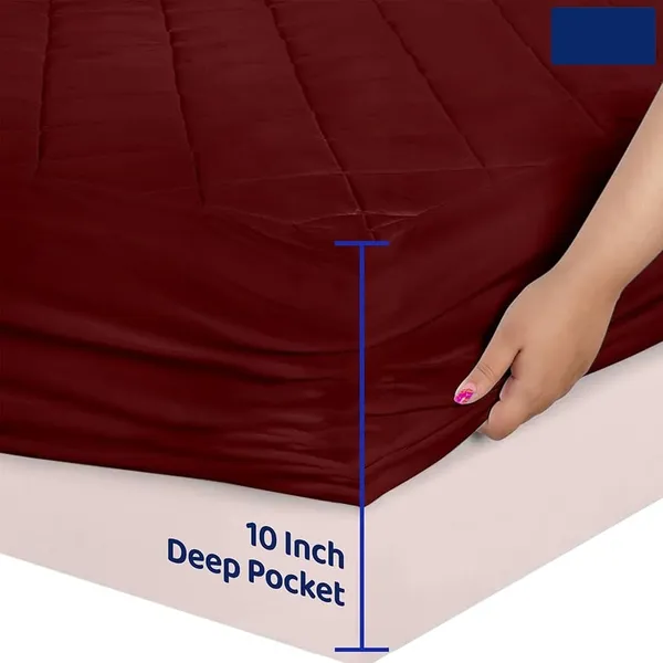 360_Degree_Cotton_And_Lycra_Waterproof_Quilted_Beige_Mattress_Protector