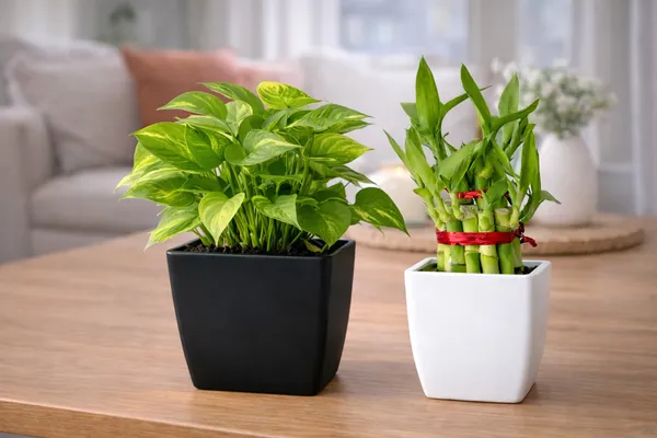 Money_Plant_With_Two_Layer_Lucky_Bamboo_With_Plastic_Pot