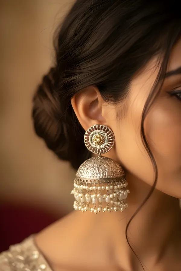 Silver_&_White_German_Silver_Jhumki_Earrings_For_Women