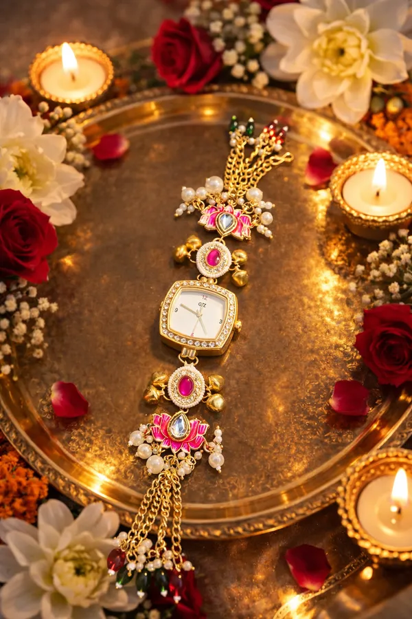 Gold_&_Pink_Brass_Pink_Lotus_Kundan_Watch_For_Women