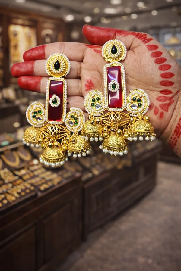 Multicolor_Brass_Kashmiri_Jhumka_For_Women