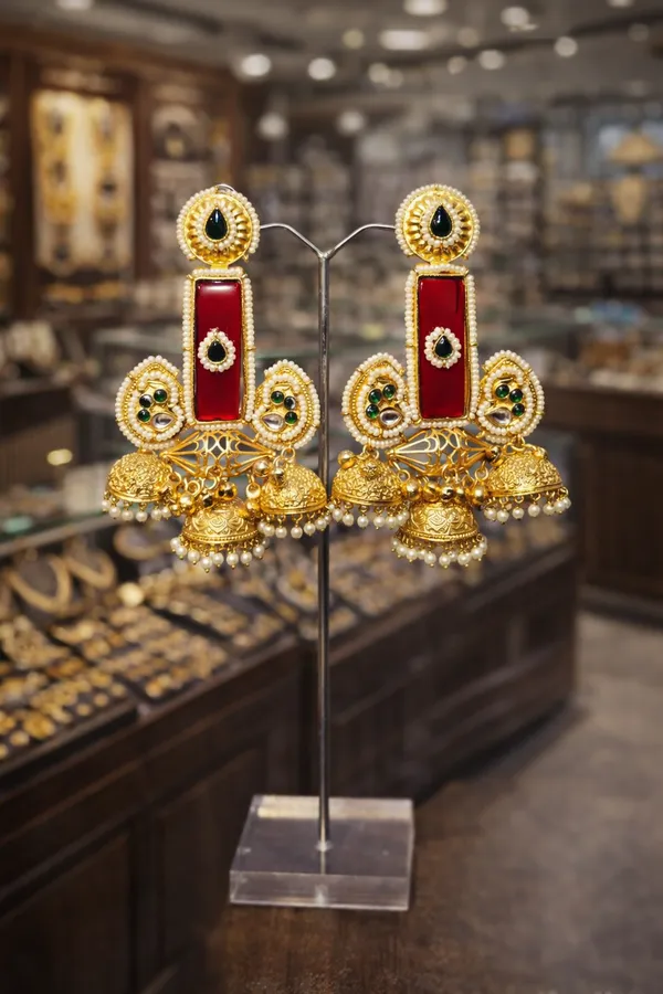 Multicolor_Brass_Kashmiri_Jhumka_For_Women