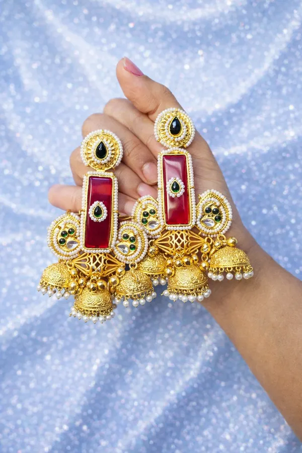 Multicolor_Brass_Kashmiri_Jhumka_For_Women