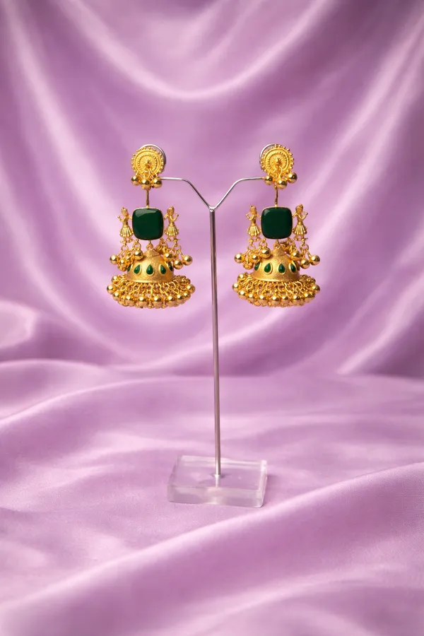 Green_&_Gold_Brass_Moissanite_Stone_Earrings_For_Women