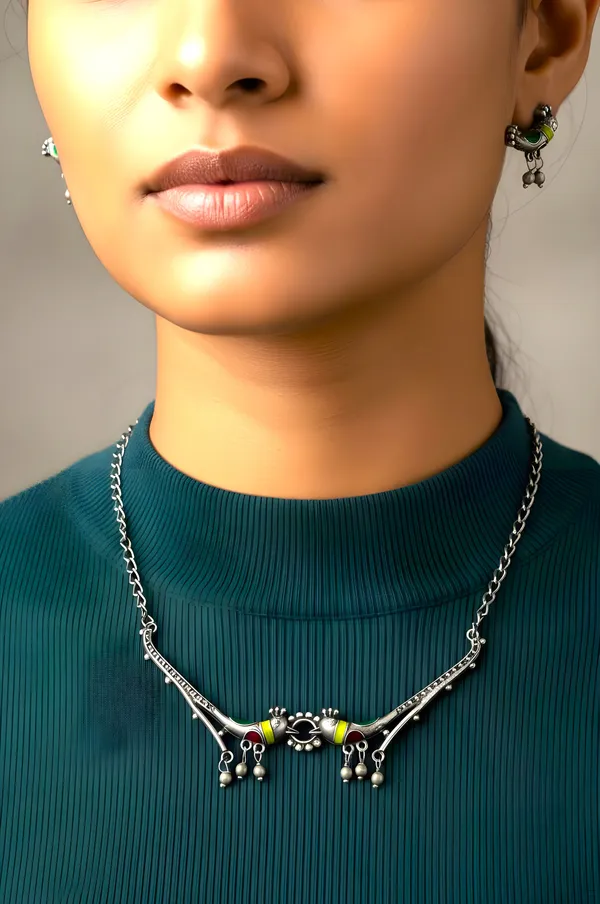 Multicolor_Brass_German_Silver_Necklace_Set_For_Women