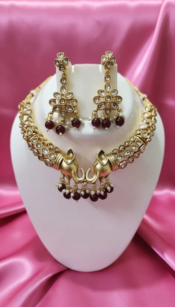 Gold__Brass_Kundan_Drop_Bridal_Necklace_Set_For_Women