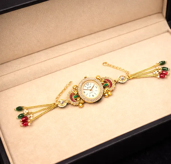 Gold_Brass_Kundan_Kashmiri_Watch_For_Women
