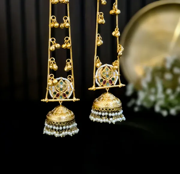 Gold_Brass_Dejhoor_Jhumka_Ghungroo_Earrings_For_Women