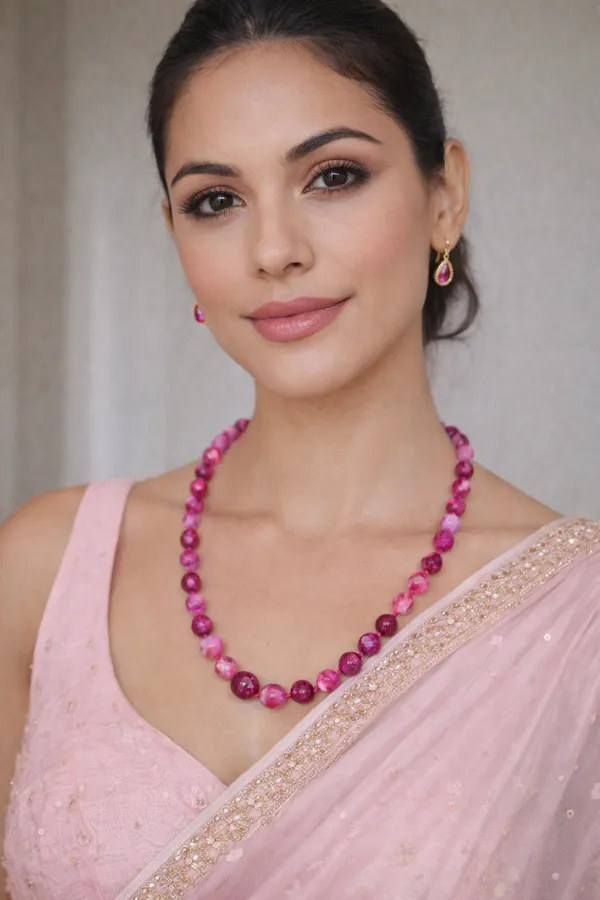 Pink_Brass_Agate_Onyx_Stone_Bead_Necklace_For_Women