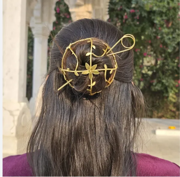 Gold_Brass_Hair_Bun_Cage_For_Women