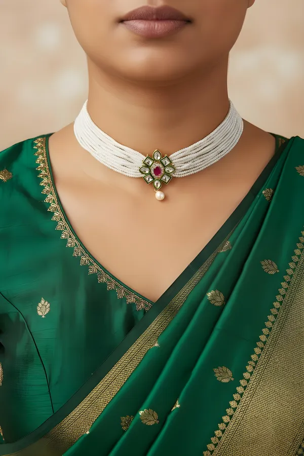 Multicolor_Pearl_Choker_Necklace_Set_For_Women