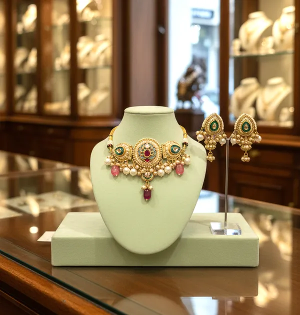 Multicolor_Brass_Rajwada_Choker_Set_For_Women