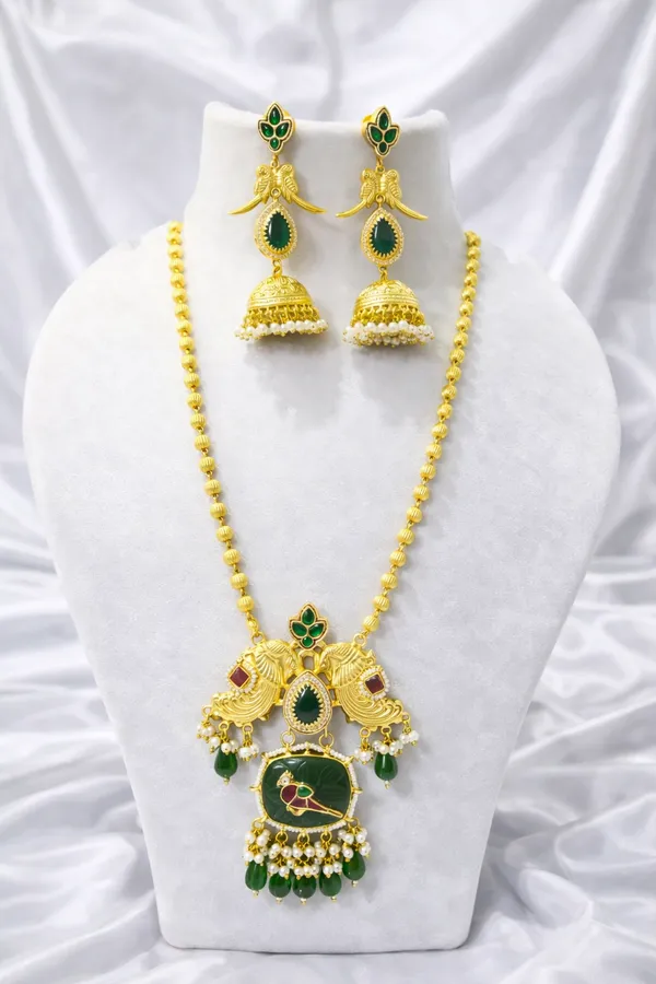 Multicolor_Brass_Kundan_Necklace_&_Earrings_Set_For_Women