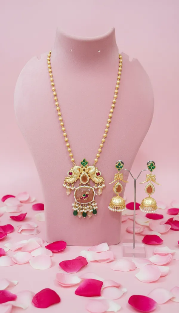 Multicolor_Brass_Kundan_Necklace_&_Earrings_Set_For_Women