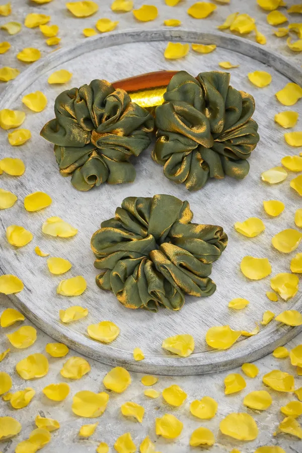 Green_Brass_Silk_Scrunchie_For_Women