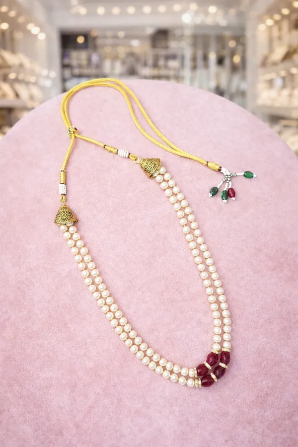 Maroon_&_White_Brass_Pearl_Mala_&_Earrings_Set_For_Women