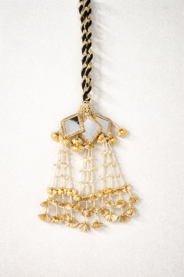 Gold_&_White_Golden,_Black,_Tassels,_Shells,_Pearl,_Mirror_Patiala_Shahi_Paranda_For_Women,_Girls