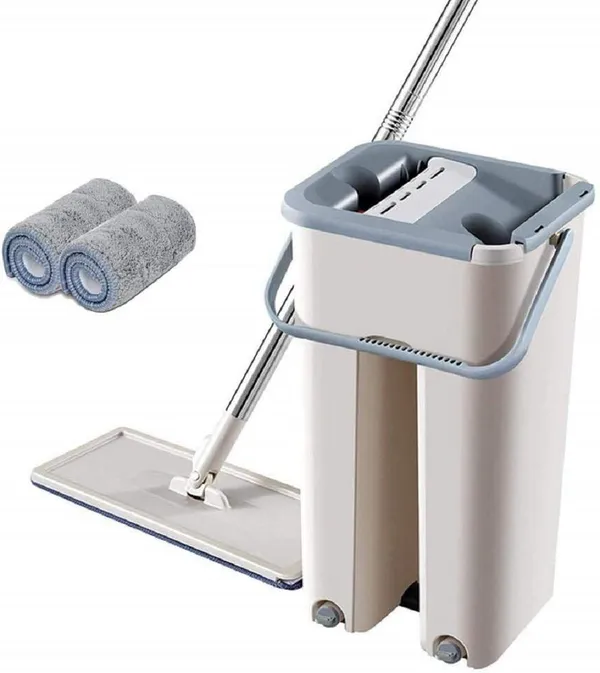 White_Flat_Floor_Mop_With_Bucket_And_wringer_Hands_Free_Spin_Mop_Cleaning_System_With_2_Microfiber_Pads