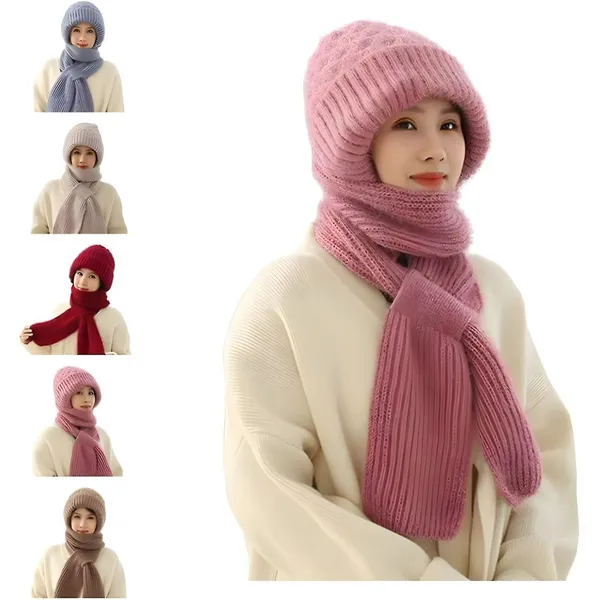 Pink_Winter_Knit_Beanie_Hat_with_Scarf_Set_Soft_Warm_Woolen_Cap_And_Neck_Warmer_for_Cold_Weather
