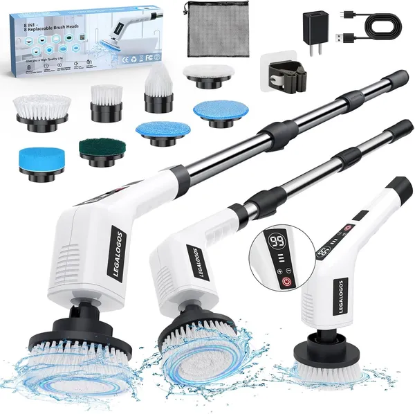 White_Electric_Spin_Scrubber_With_Extendable_Handle_Cordless_Rechargeable_Power_Cleaning_Brush_With_Multiple_Replaceable_Heads_For_Bathroom_Kitchen_Tiles_And_floor