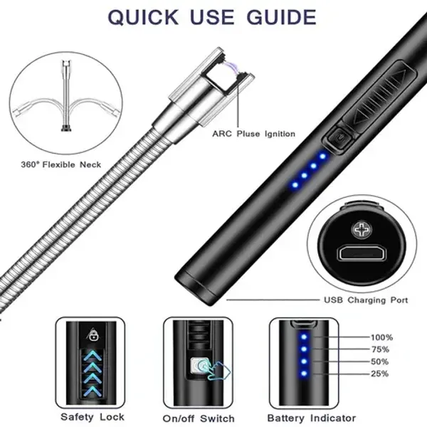 Black_Usb_Rechargeable_Electric_Gas_Lighter_Flexible_Neck_Arc_Lighter_For_Kitchen_And_BBQ