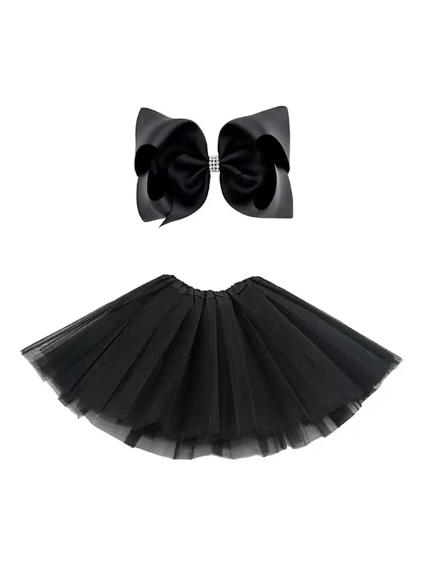 Black_Cotton_Premium_&_Elegant_Top_&_Skirt_With_Bow_For_Girls